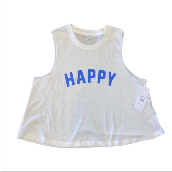 NWT spiritual gangster HAPPY crop tank Large white - Picture 3 of 7